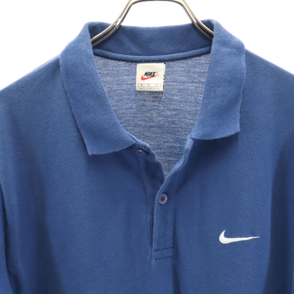 ナイキ 90s 00s オールド 白タグ 半袖 ポロシャツ S ネイビー NIKE 鹿の子 メンズ