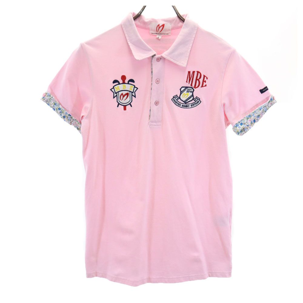 マスターバニーエディション 刺繍 ゴルフ 半袖 ポロシャツ 4 ピンク MASTER BUNNY EDITION メンズ