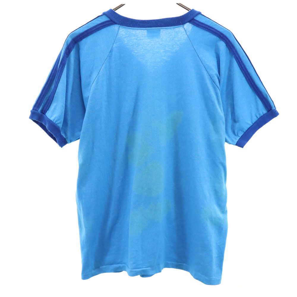 Velva Sheen ベルバシーン 90s USA製 オールド プリント ミッキー 半袖 Vネック リンガー Tシャツ L ブルー メンズ