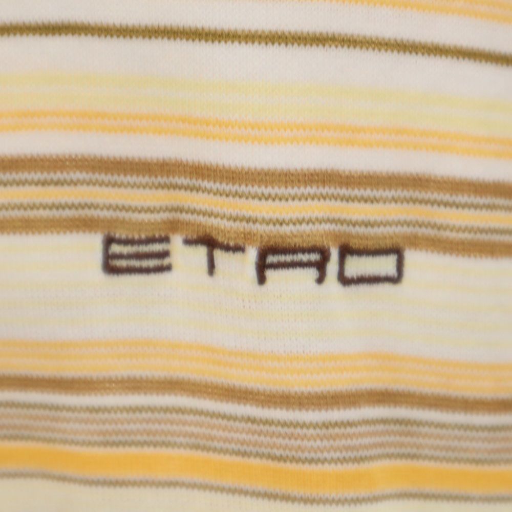 ETRO エトロ 日本製 ボーダー柄 半袖 Tシャツ ペールオレンジ系 メンズ