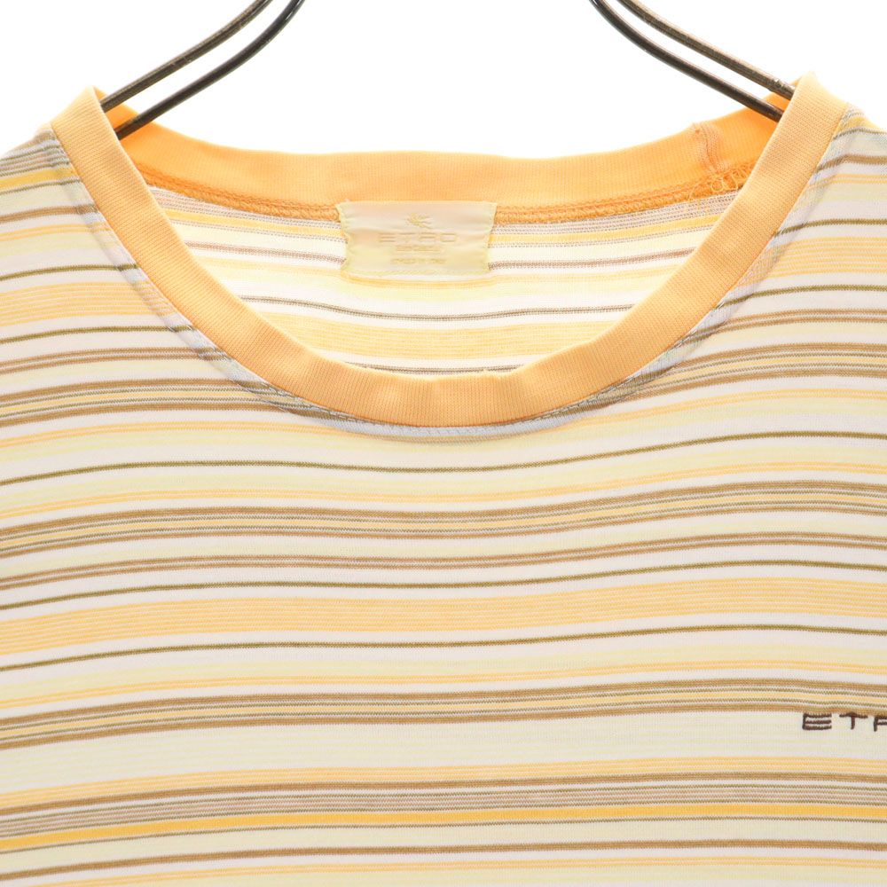 ETRO エトロ 日本製 ボーダー柄 半袖 Tシャツ ペールオレンジ系 メンズ