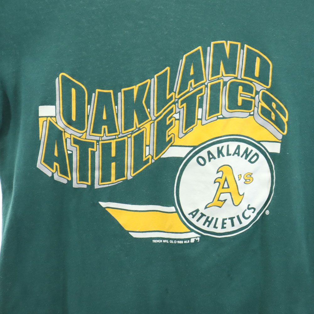 TRENCH トレンチ 80s USA製 ヴィンテージ 半袖 オークランド アスレチックス Tシャツ M グリーン Oakland Athletics メンズ