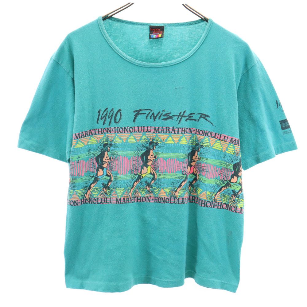 HAPPY SHIRTS 90s USA製 オールド 半袖 Tシャツ M グリーン系 メンズ