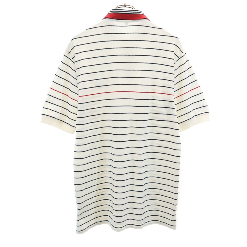 PEARLY GATES パーリーゲイツ 日本製 ボーダー柄 ゴルフ 半袖 ポロシャツ 2 ホワイト系 鹿の子地 メンズ