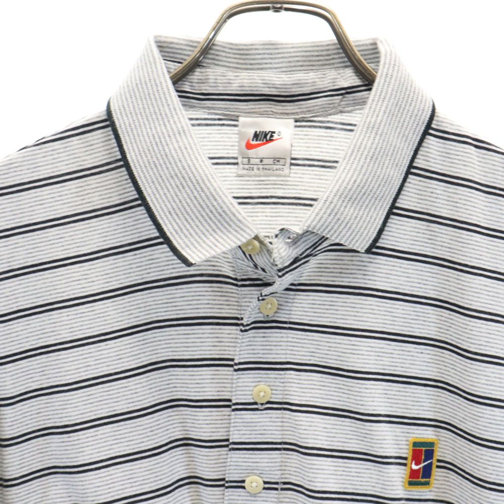 NIKE ナイキ 90s 00s 日本製 白タグ オールド ボーダー柄 半袖 ポロシャツ Ｓ グレー系 メンズ