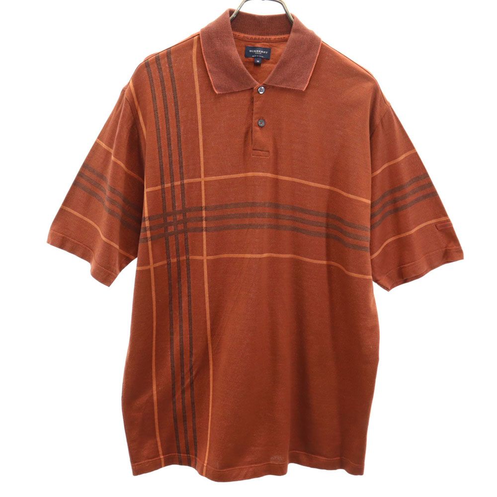 BURBERRY GOLF バーバリーゴルフ イタリア製 半袖 ポロシャツ M ブラウン 鹿の子 メンズ