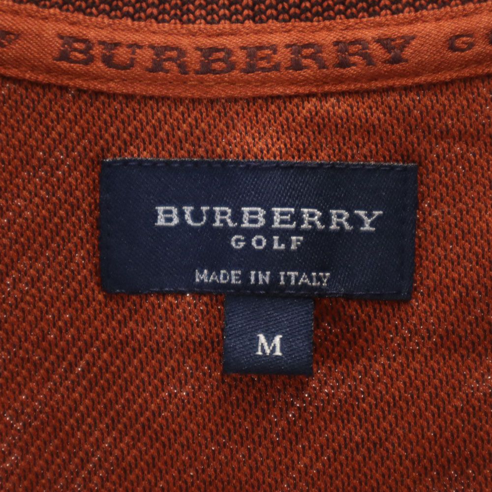 BURBERRY GOLF バーバリーゴルフ イタリア製 半袖 ポロシャツ M ブラウン 鹿の子 メンズ