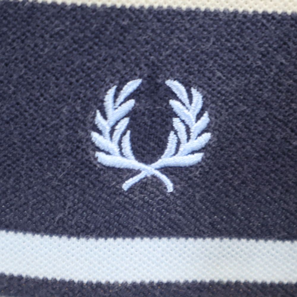 フレッドペリー ボーダー 半袖 ポロシャツ S ネイビー FRED PERRY 鹿の子 メンズ