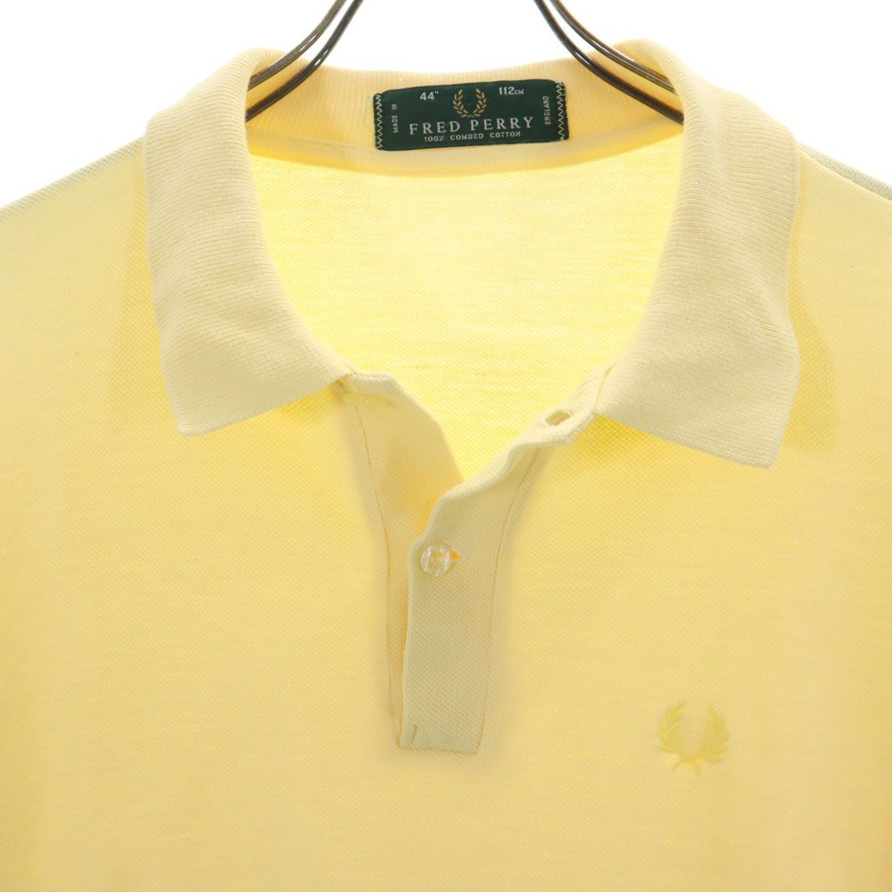 FRED PERRY フレッドペリー 90s イギリス製 オールド 半袖 ポロシャツ 44 イエロー系 鹿の子 メンズ