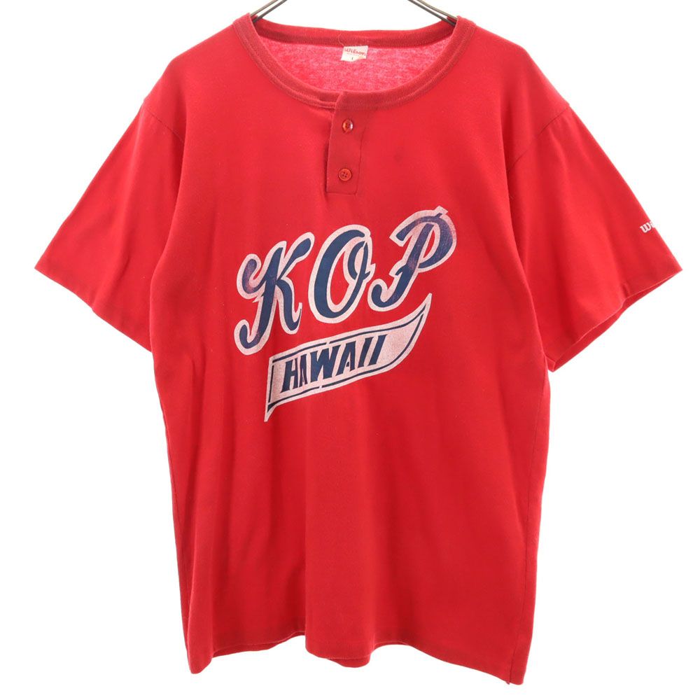 wilson ウィルソン 70s USA製 ヴィンテージ 半袖 ヘンリーネック Tシャツ L レッド系 メンズ