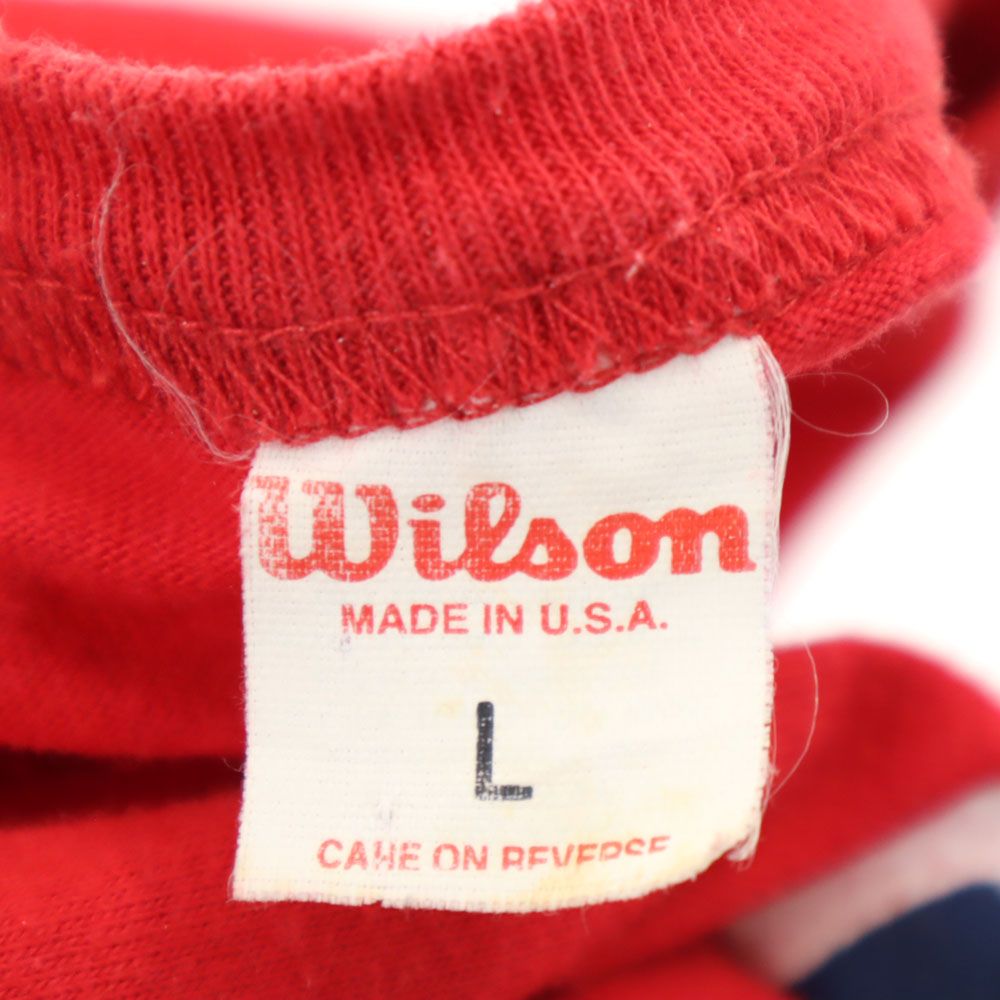 wilson ウィルソン 70s USA製 ヴィンテージ 半袖 ヘンリーネック Tシャツ L レッド系 メンズ