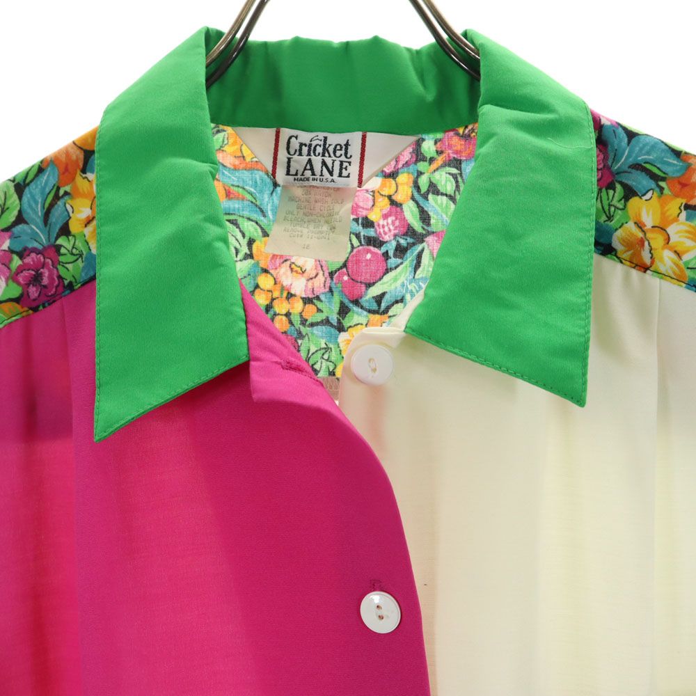 Cricket LANE 80s USA製 半袖 シャツ 12 ピンク 他 レディース