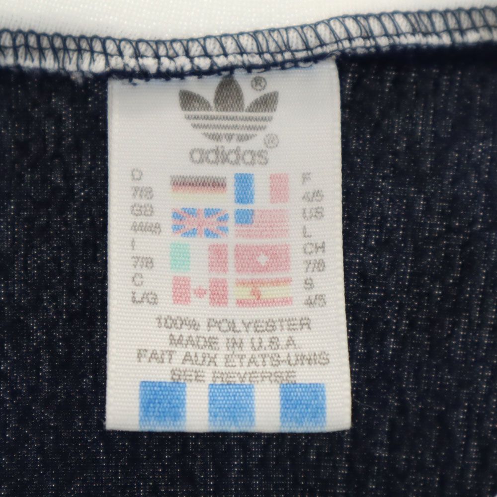 アディダス 80s 90s USA製 オールド ストライプ柄 半袖 Vネック Tシャツ L ネイビー adidas メンズ