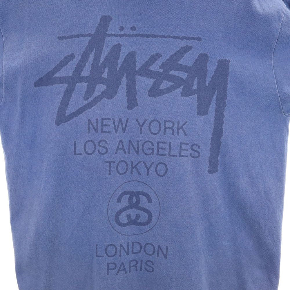 STUSSY ステューシー プリント 半袖 Tシャツ M ブルー メンズ