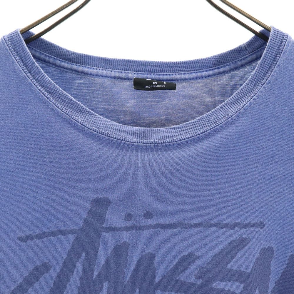 STUSSY ステューシー プリント 半袖 Tシャツ M ブルー メンズ