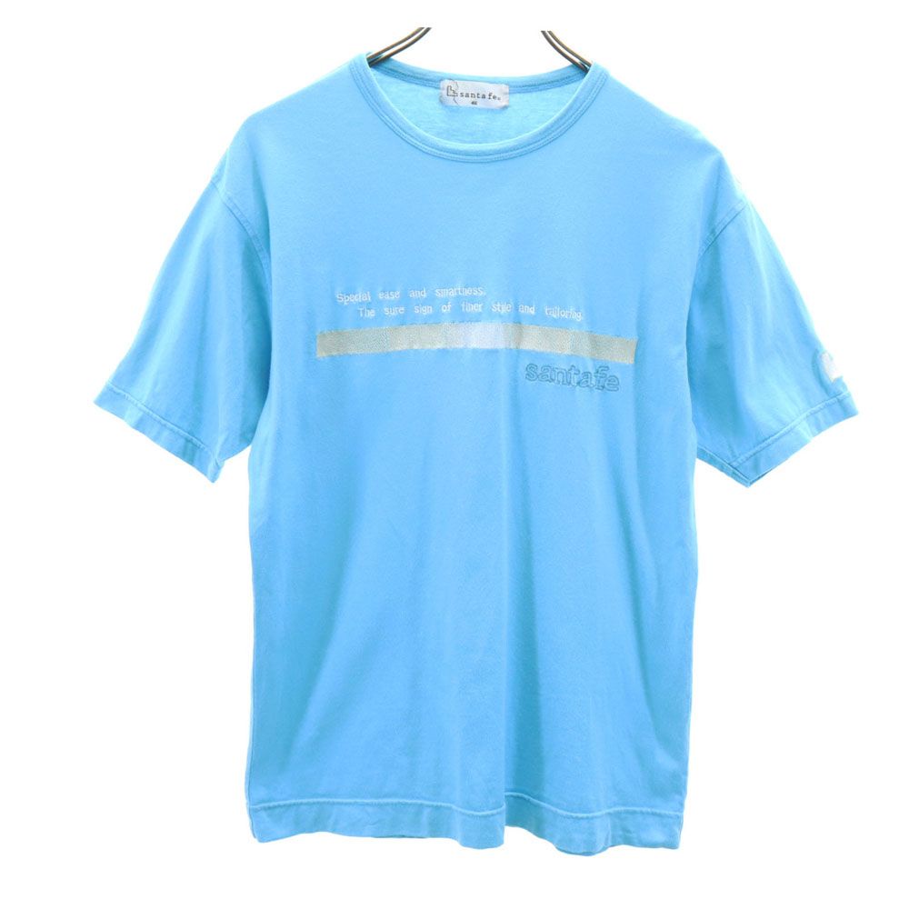 santa fe サンタフェ プリント 半袖 Tシャツ 46 ブルー メンズ