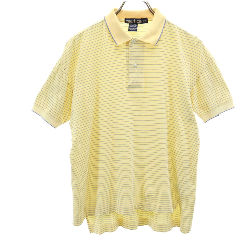 NAUTICA ノーティカ 90s オールド ボーダー 半袖 ポロシャツ S イエロー系 メンズ
