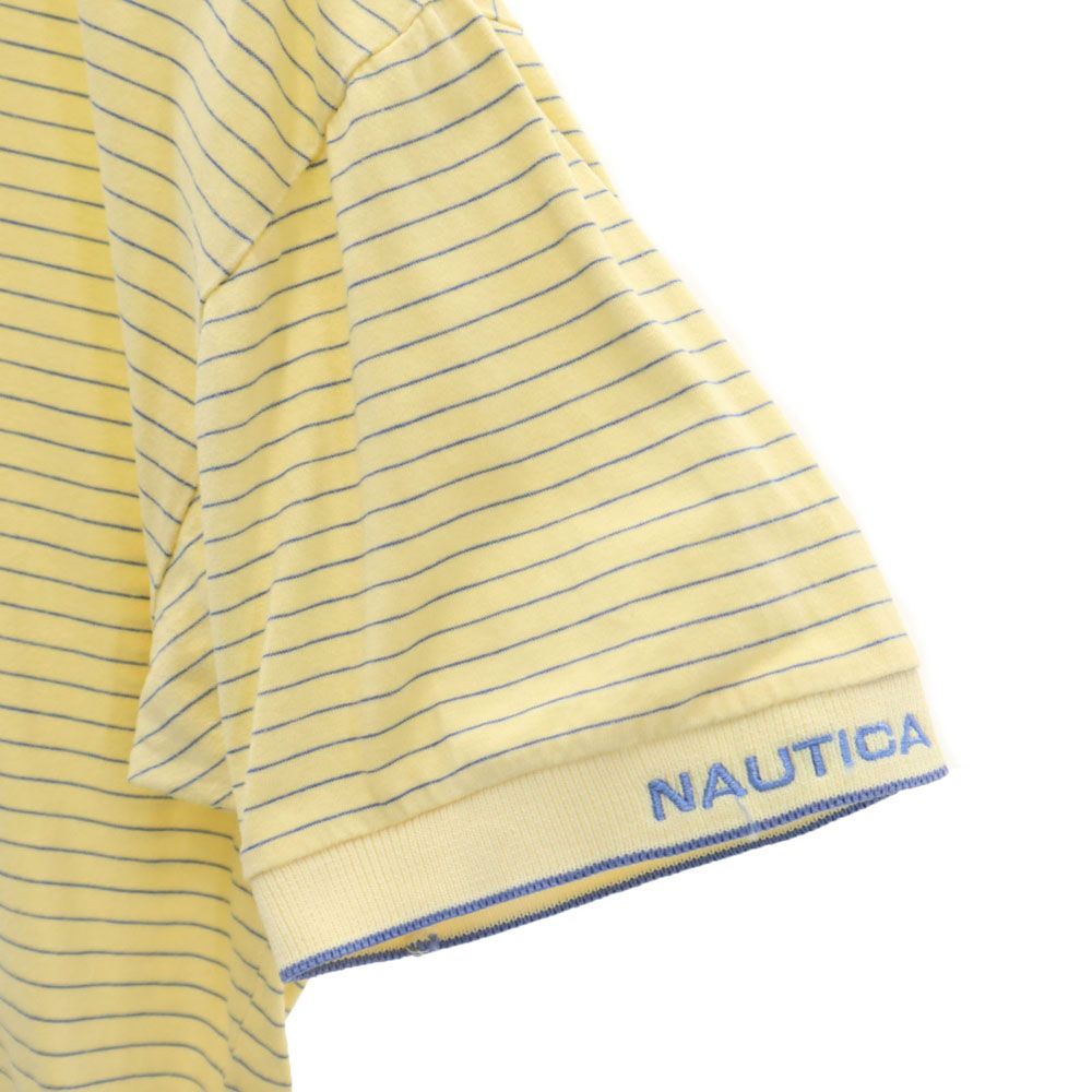 NAUTICA ノーティカ 90s オールド ボーダー 半袖 ポロシャツ S イエロー系 メンズ