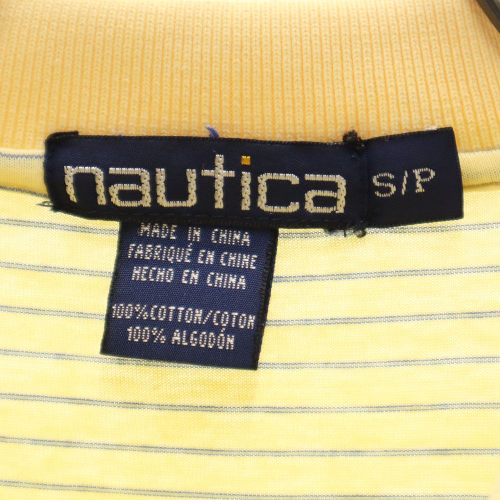 NAUTICA ノーティカ 90s オールド ボーダー 半袖 ポロシャツ S イエロー系 メンズ