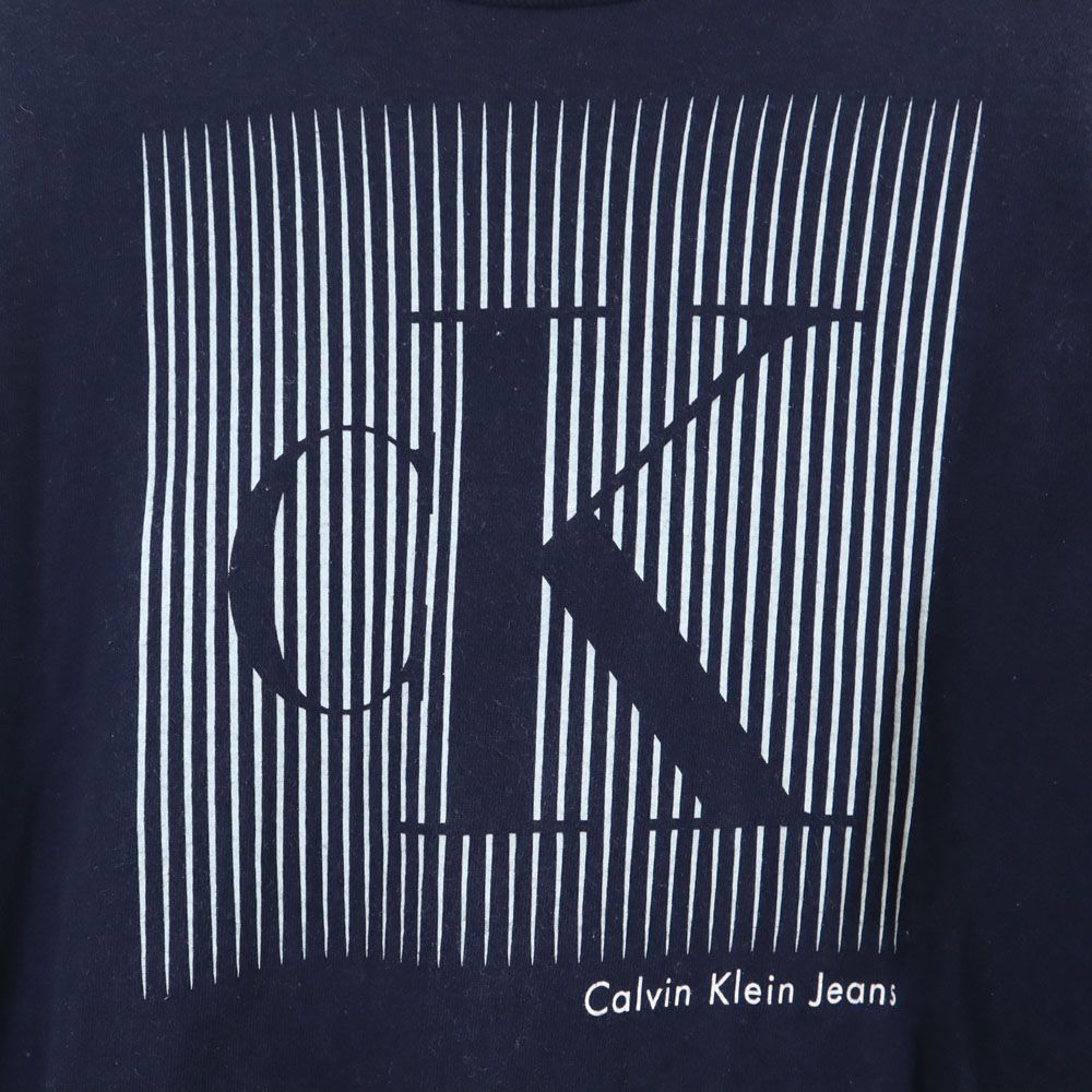 Calvin klein Jeans カルバンクラインジーンズ 90s USA製 オールド プリント 半袖 Tシャツ M ネイビー メンズ