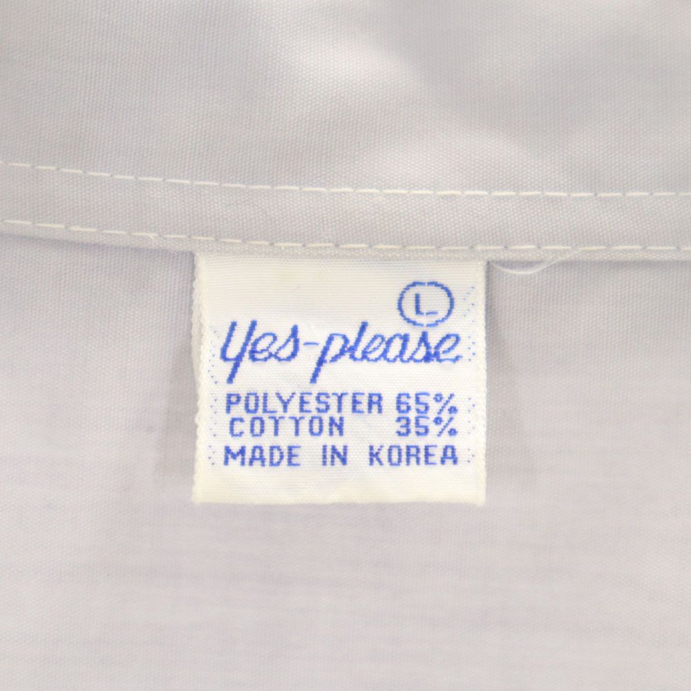 yes-please 80s 90s オールド バック刺繍 半袖 オープンカラーシャツ L グレー yes-please メンズ