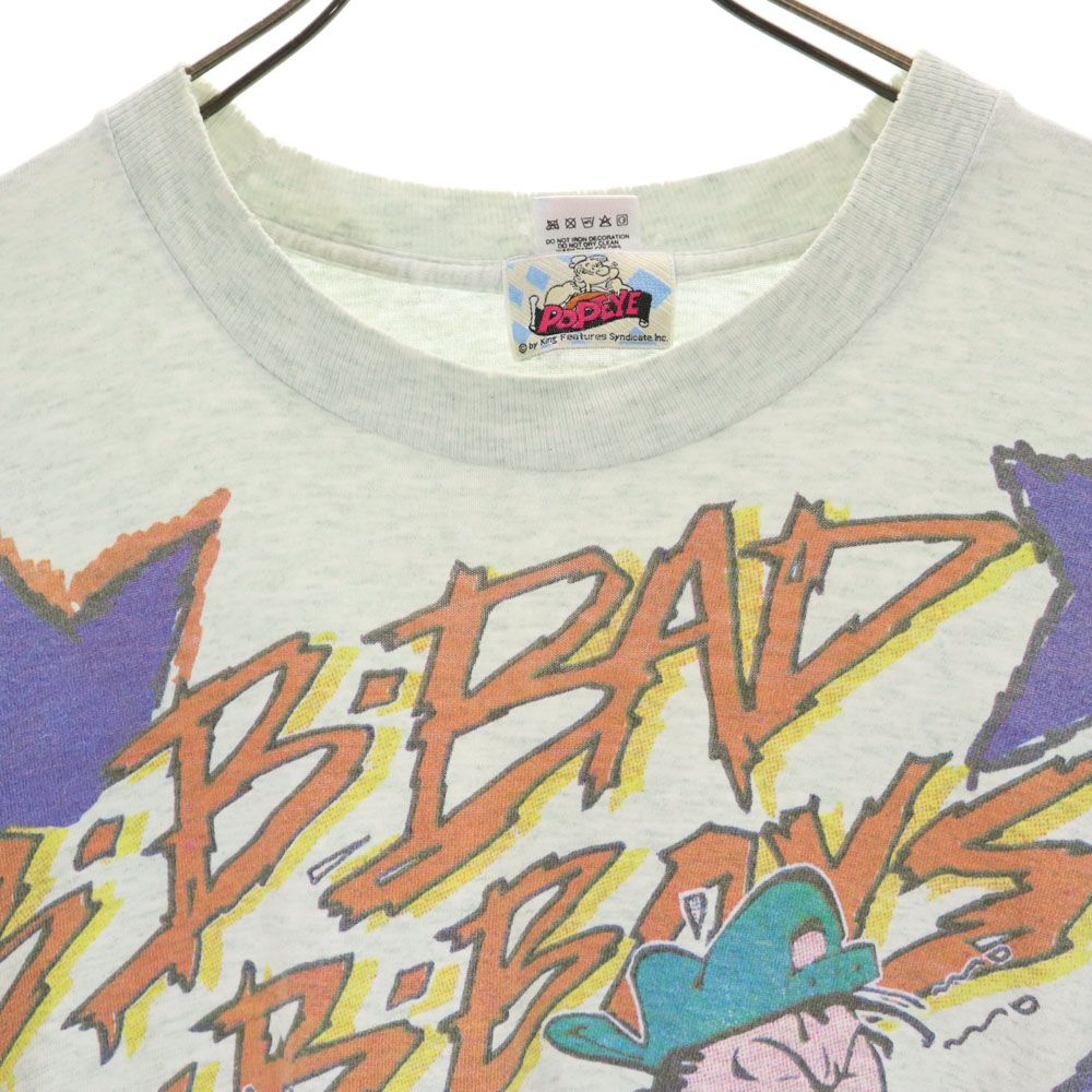 POPEYE ポパイ 90s USA製 オールド フルーツオブザルーム プリント 半袖 Tシャツ L グレー メンズ