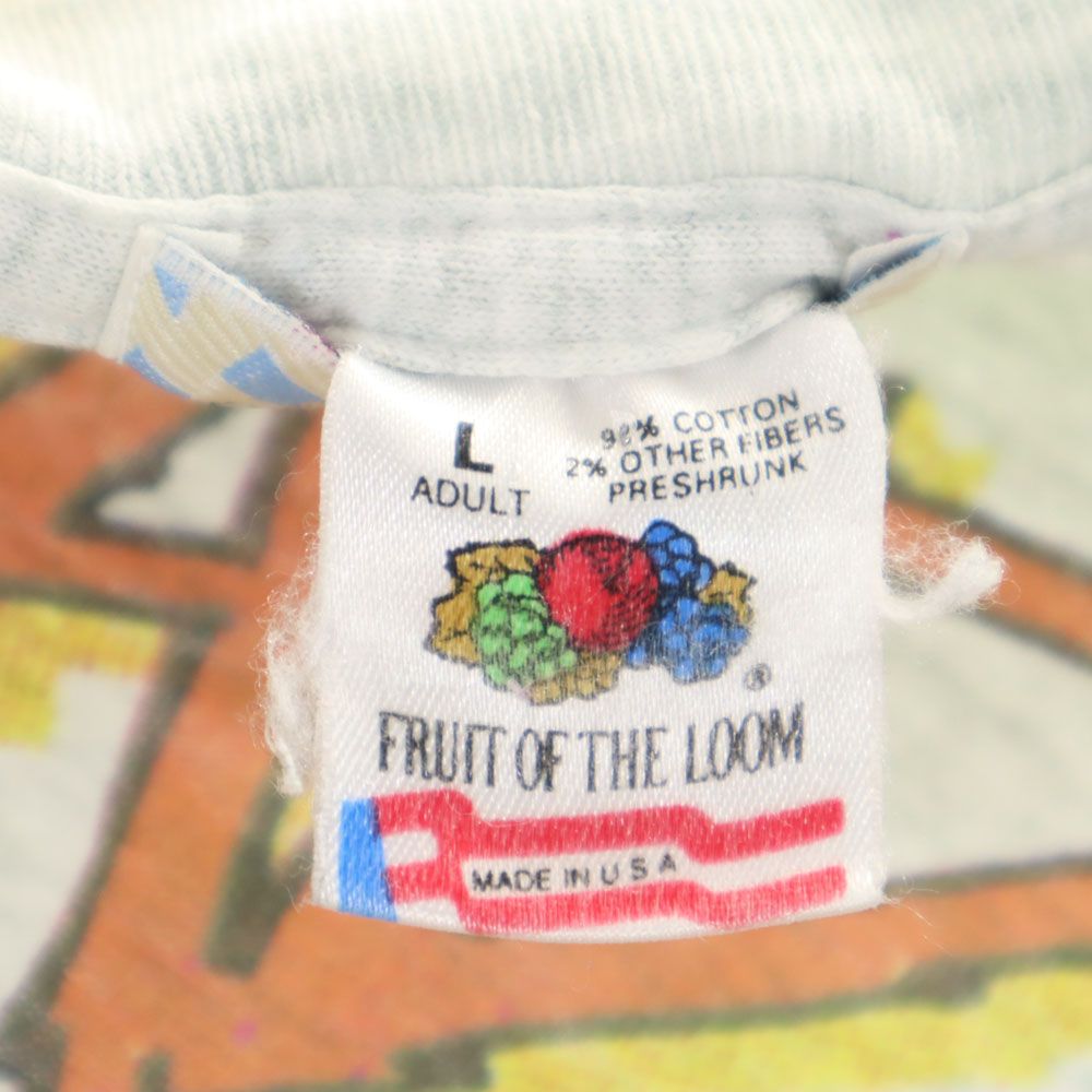 POPEYE ポパイ 90s USA製 オールド フルーツオブザルーム プリント 半袖 Tシャツ L グレー メンズ