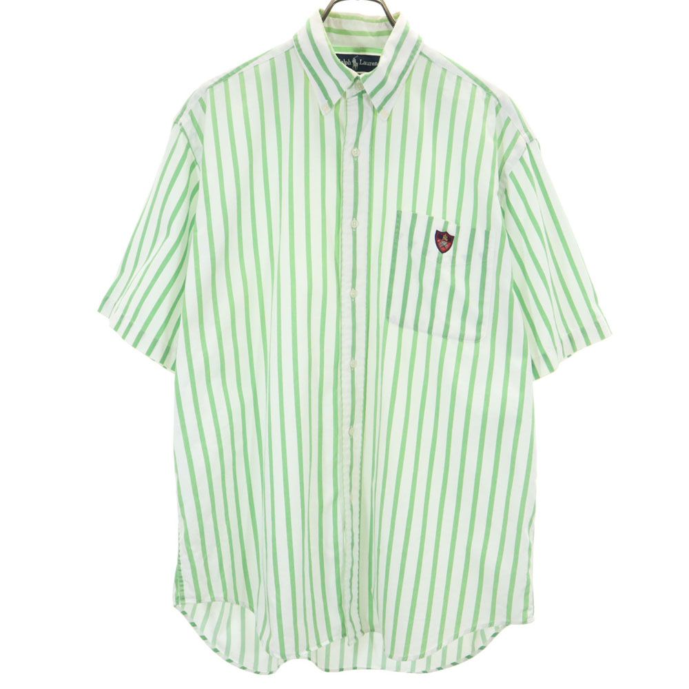ラルフローレン ストライプ 半袖 ボタンダウンシャツ M ホワイト系 RALPH LAUREN メンズ