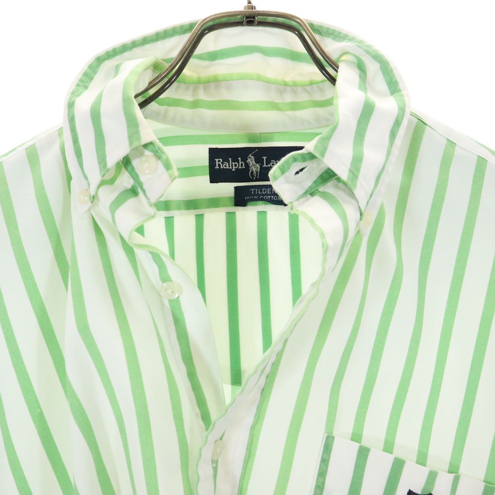 ラルフローレン ストライプ 半袖 ボタンダウンシャツ M ホワイト系 RALPH LAUREN メンズ