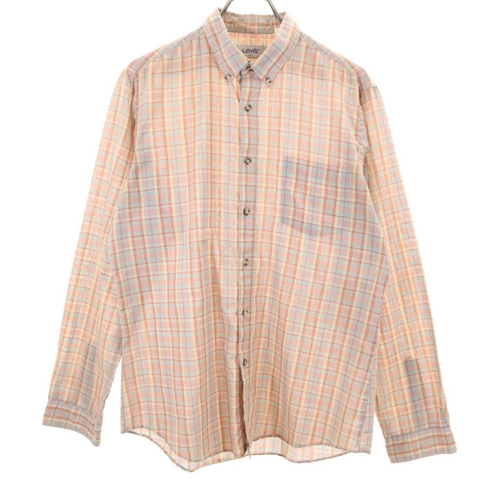 Levi's リーバイス 80s ヴィンテージ チェック 長袖 ボタンダウンシャツ L レッド系 メンズ