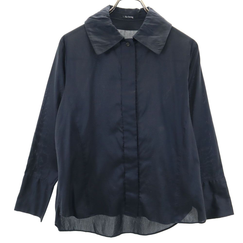 Y's for living ワイズフォーリビング 日本製 長袖 ブラウス ネイビー シャツ レディース