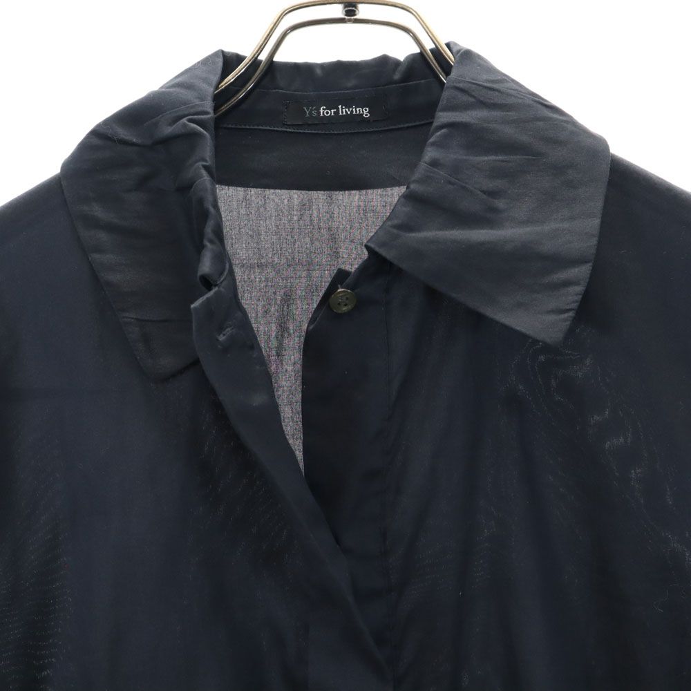 Y's for living ワイズフォーリビング 日本製 長袖 ブラウス ネイビー シャツ レディース