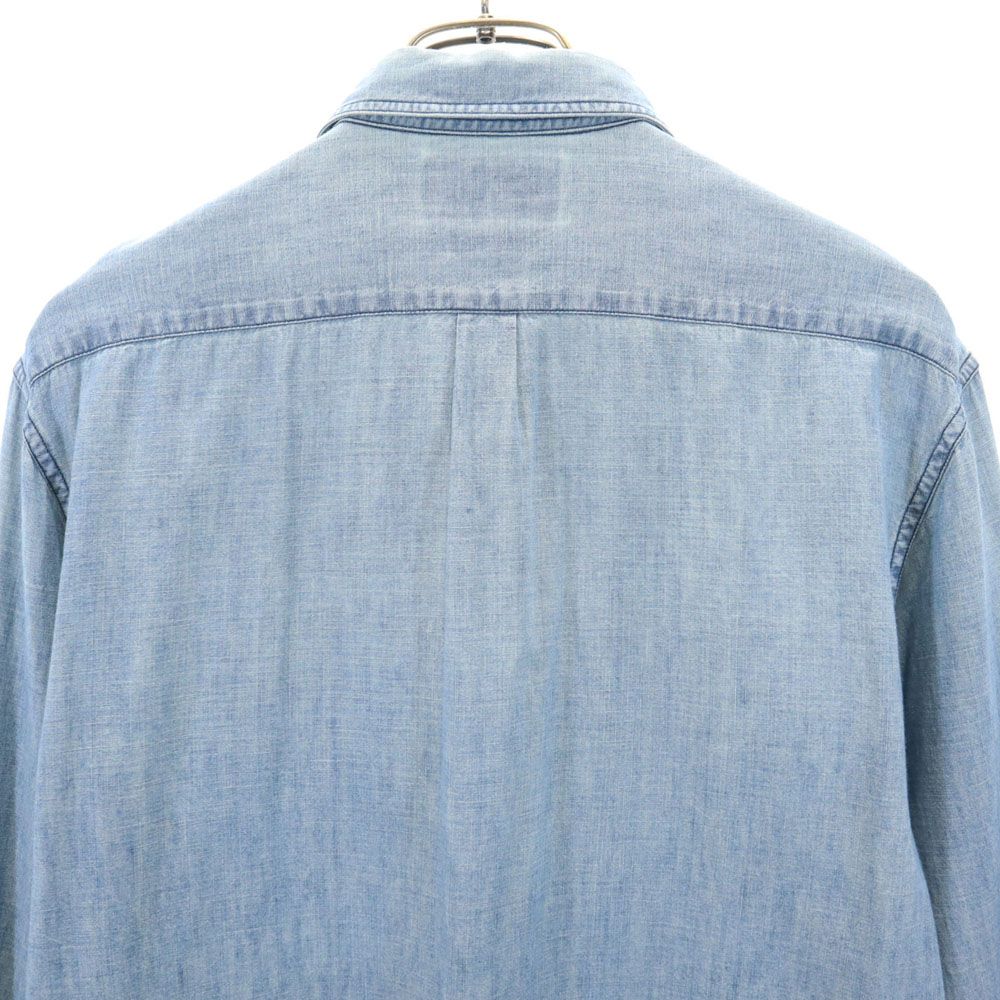 ダブルアールエル 長袖 シャンブレー ミリタリーシャツ S ウォッシュブルー RRL Ralph Lauren ラルフローレン メンズ