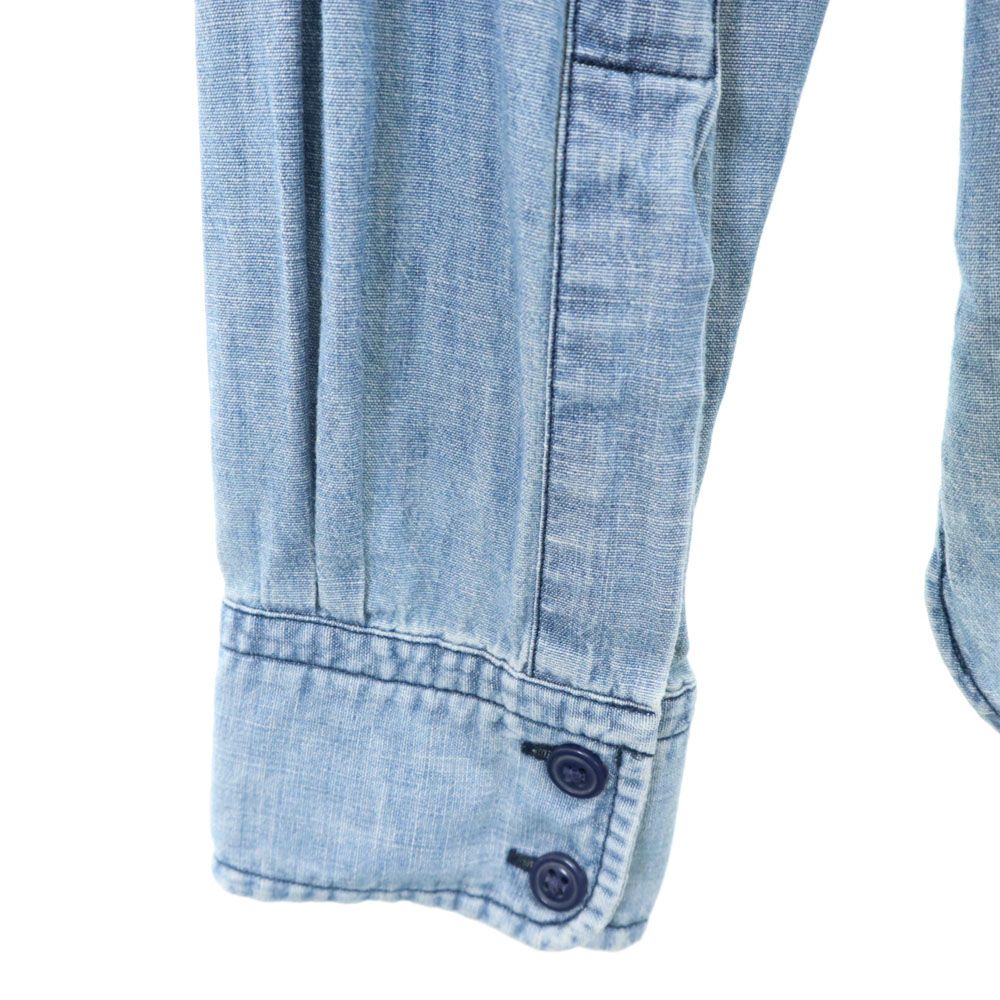 ダブルアールエル 長袖 シャンブレー ミリタリーシャツ S ウォッシュブルー RRL Ralph Lauren ラルフローレン メンズ