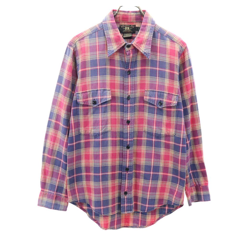 RRL ダブルアールエル 90s オールド 赤3星 初期タグ 長袖 チェックシャツ L マゼンタ 他 Ralph Lauren ラルフローレン メンズ