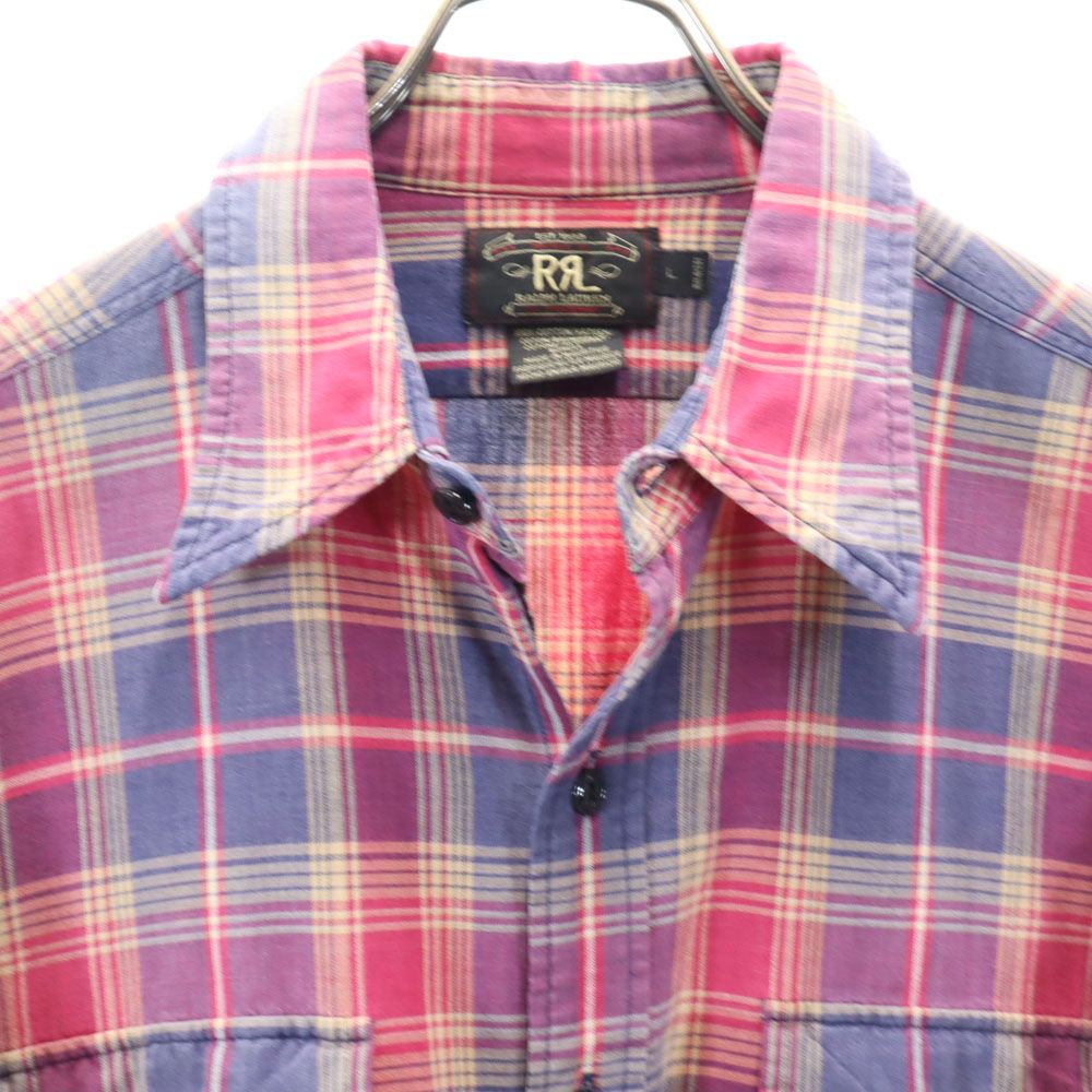 RRL ダブルアールエル 90s オールド 赤3星 初期タグ 長袖 チェックシャツ L マゼンタ 他 Ralph Lauren ラルフローレン メンズ