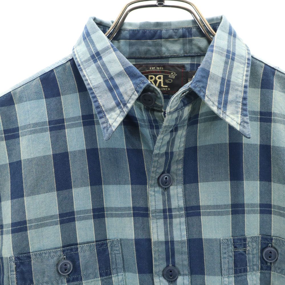 RRL ダブルアールエル 長袖 チェックシャツ XS ネイビー 他 Ralph Lauren ラルフローレン メンズ