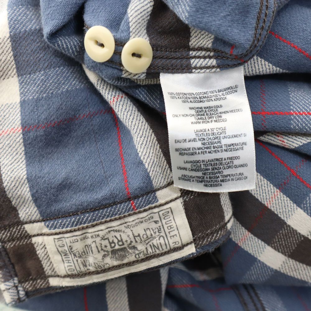 ダブルアールエル チェック柄 長袖 ネルシャツ XS ネイビー 他 RRL Ralph Lauren ラルフローレン メンズ