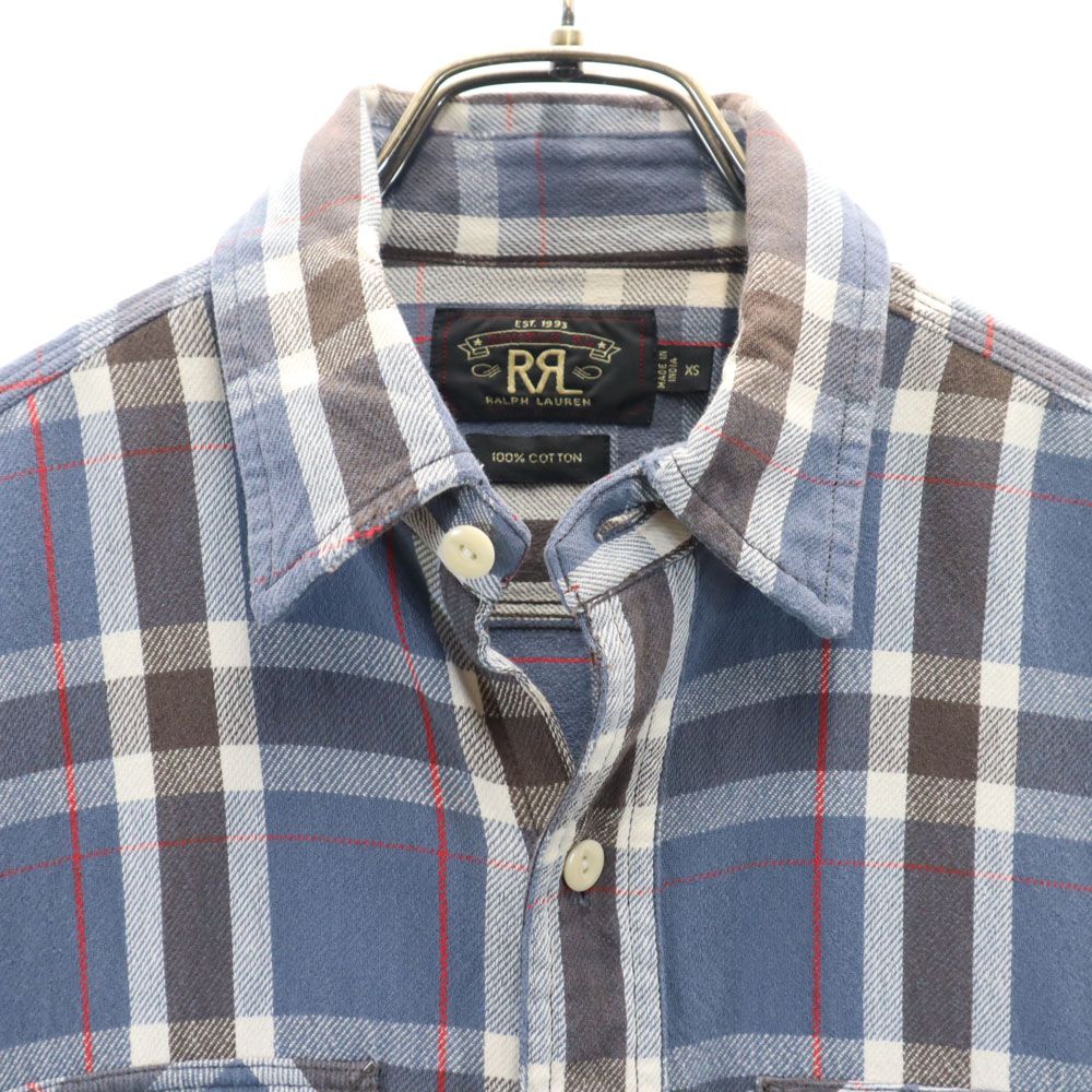 ダブルアールエル チェック柄 長袖 ネルシャツ XS ネイビー 他 RRL Ralph Lauren ラルフローレン メンズ