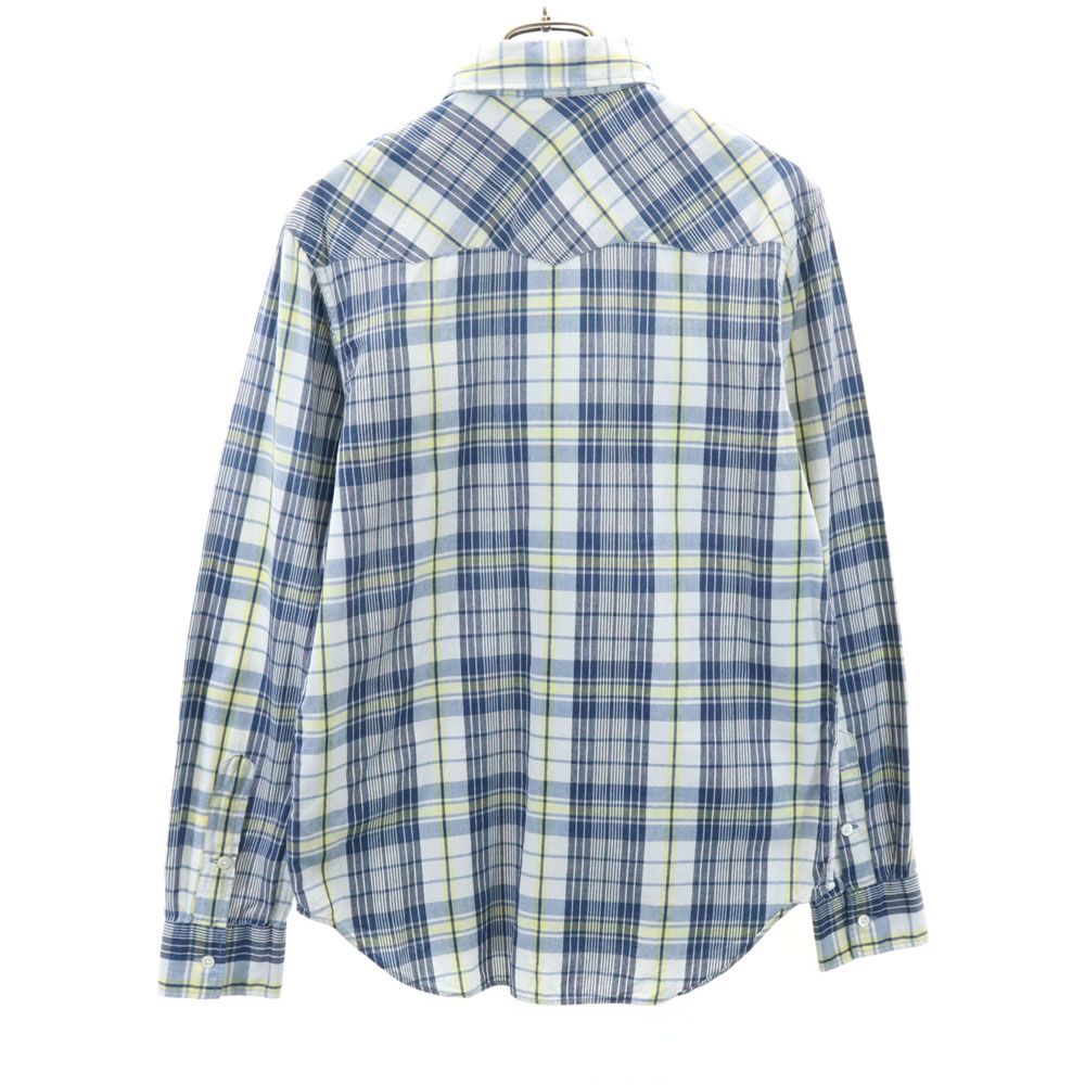 RRL ダブルアールエル チェック柄 長袖 ウエスタンヨーク ボタンダウンシャツ S ネイビー 他 Ralph Lauren ラルフローレン メンズ