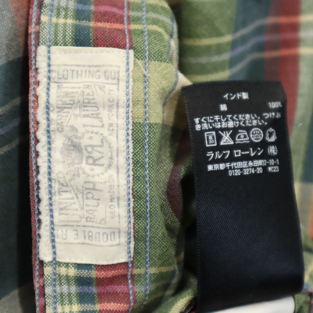 ダブルアールエル 長袖 チェックシャツ XS グリーン 他 RRL Ralph Lauren ラルフローレン メンズ