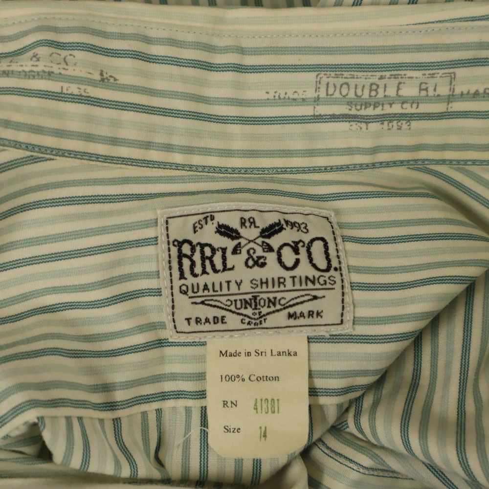 RRL ダブルアールエル ストライプ柄 長袖 シャツ 14 グリーン系 Ralph Lauren ラルフローレン キッズ
