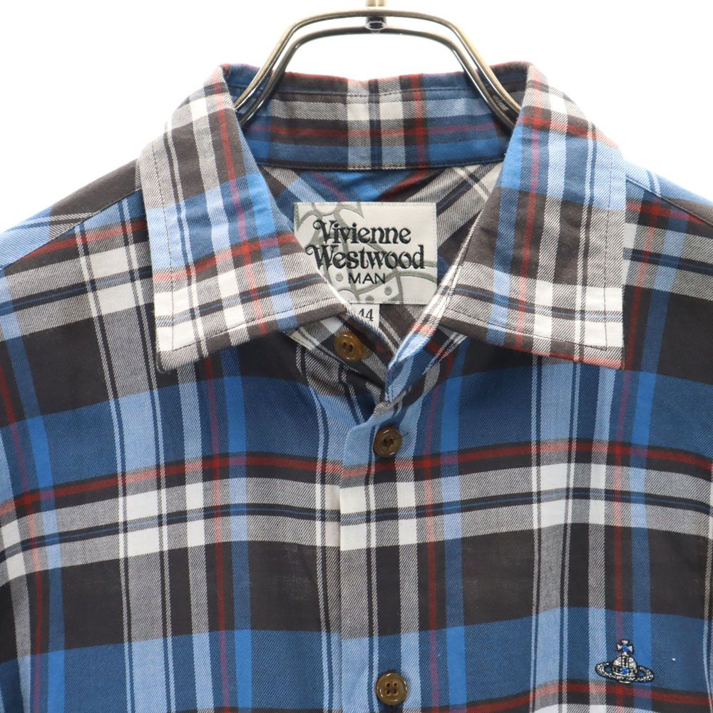 ヴィヴィアンウエストウッドマン 日本製 長袖 チェックシャツ 44 ブルー 他 Vivienne WestwoodMAN メンズ