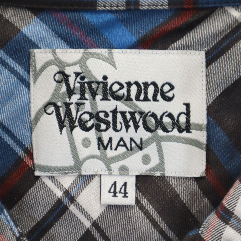 ヴィヴィアンウエストウッドマン 日本製 長袖 チェックシャツ 44 ブルー 他 Vivienne WestwoodMAN メンズ