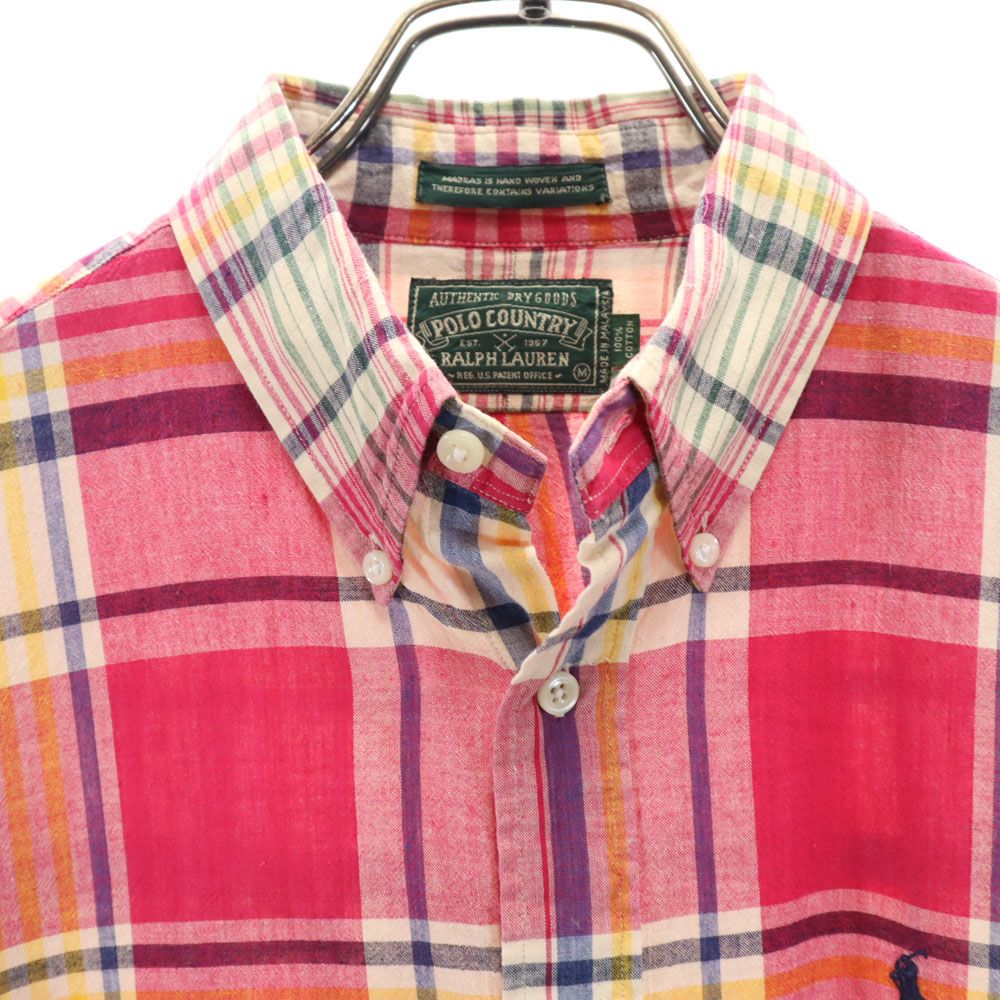 POLO COUNTRY ポロカントリー 80s 90s オールド チェック柄 長袖 ボタンダウンシャツ M マゼンタ 他 Ralph Lauren ラルフローレン メンズ