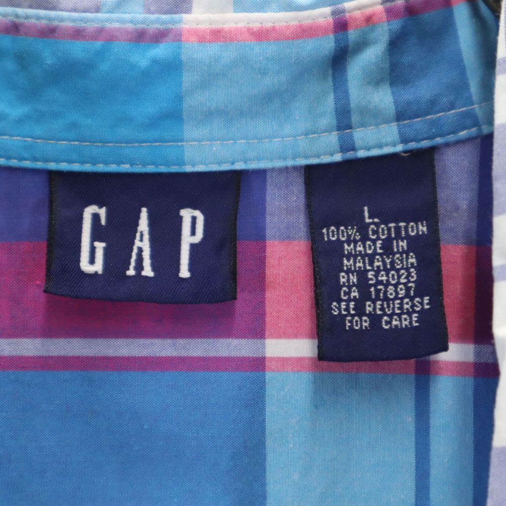 GAP ギャップ 90s オールド 長袖 チェックシャツ L ブルー 他 レディース