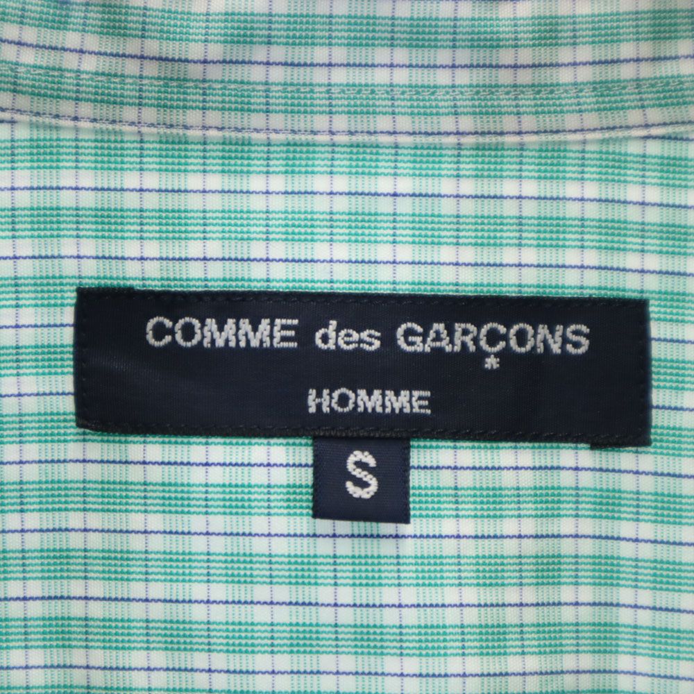 COMME des GARCONS HOMME コムデギャルソンオム 2011年 日本製 長袖 カモフラ柄切替 チェックシャツ S グリーン系 メンズ