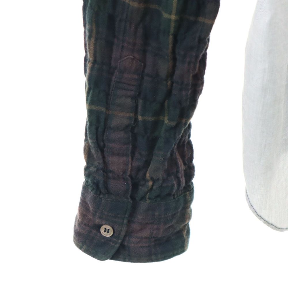 コムデギャルソンオム 2011年 日本製 長袖 シワ加工 チェックシャツ M ブラウン 他 COMME des GARCONS HOMME メンズ