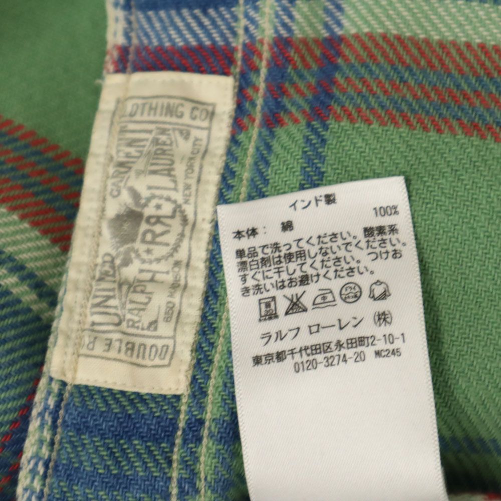 RRL ダブルアールエル 長袖 チェックシャツ XS グリーン系 メンズ