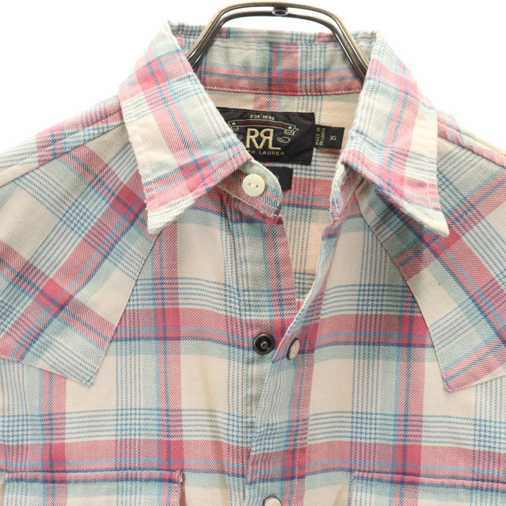 RRL ダブルアールエル チェック柄 長袖 ウエスタンシャツ XS ベージュ 他 メンズ